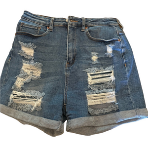 Wax Jean Blue Distressed Jean Shorts